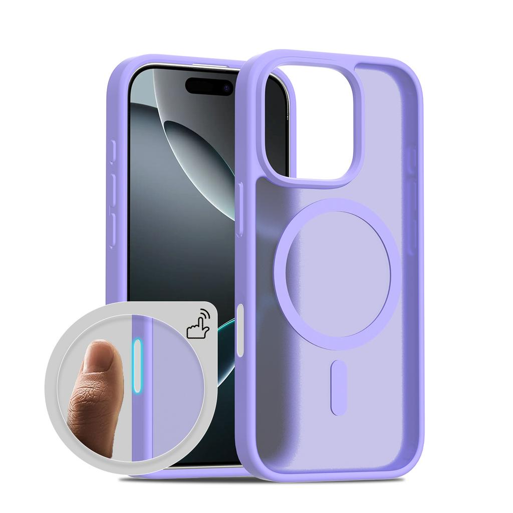 For Apple 17pro Max Transparent Black 2-in-1 Mobile Phone Case Frosted Magnetic AI Smart Button 16e Mobile Phone Case