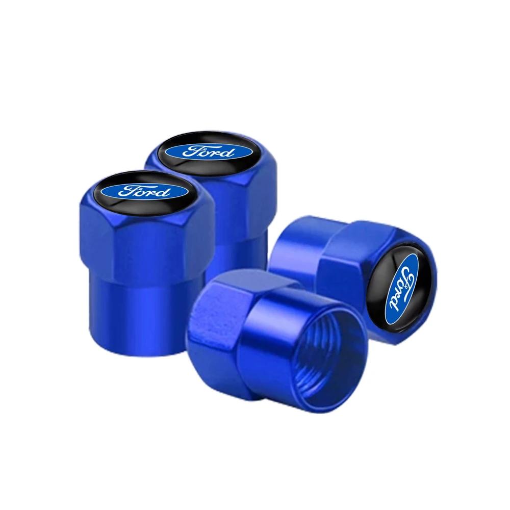 Car Sticker Ford 4PCS Metal Wheel Tire Valve Caps Stem Case For Ford Fiesta EcoSport ESCORT focus 1 focus 3 focus 2 Car Styling