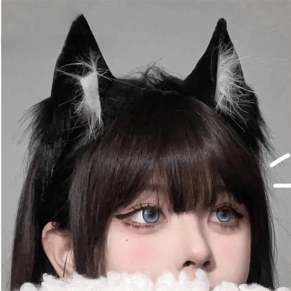 Mode Lolita Katzenohren Stirnband JK Haarreif Plüsch Haarband Haarspange Tiere Pelzig Cosplay Kopfschmuck Gesichtswasch