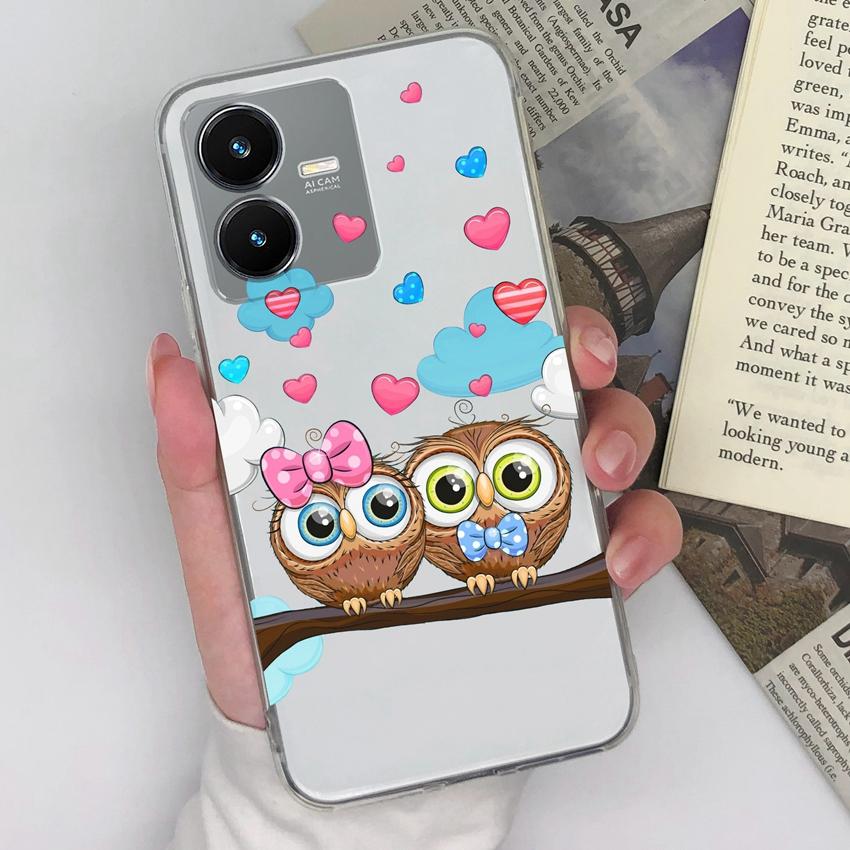 Coque de téléphone transparente pour Vivo Y36 Y22S Y33 Y35 Y37 Y27 Motif caneton mignon Silicone souple Haute qualité Résistante aux rayures Coque de protection pour Vivo Coques