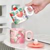 High-Value Cartoon Ceramic Cup With Lid Household Cute Couple Coffee Cup Creative Souvenir