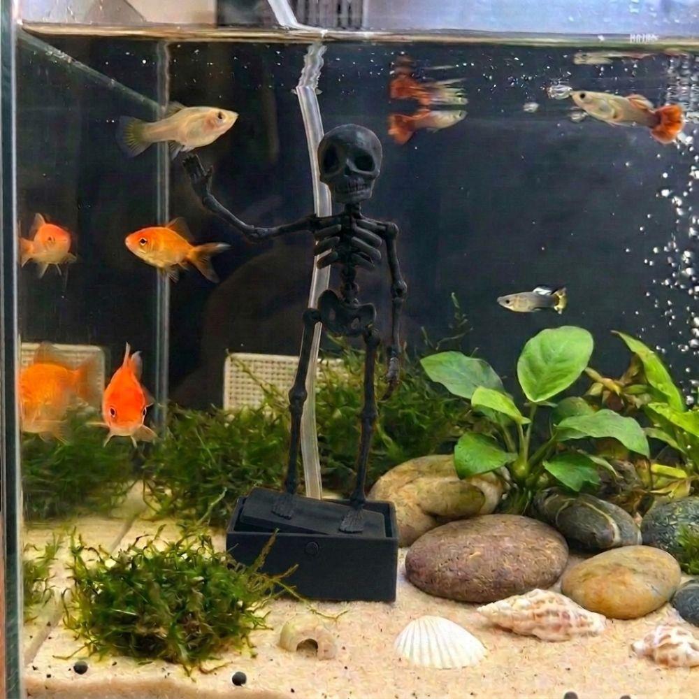 Skeletons Statue Dancing Skeleton Aquarium Bubbler Fish Tank Layout Decor