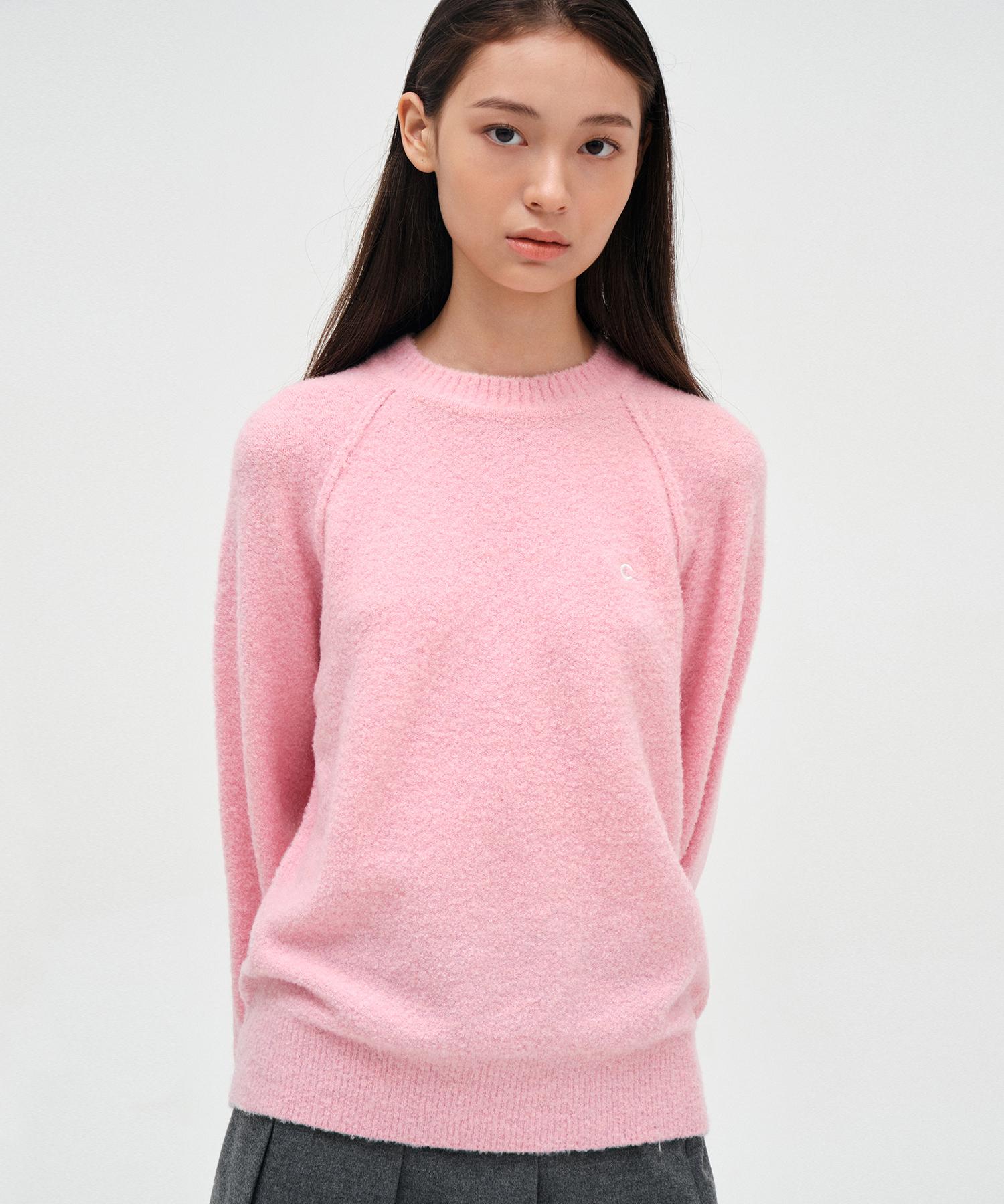 Clove [23Fw Clove] Boucle Raglan Knit (Pink) Free/Free
