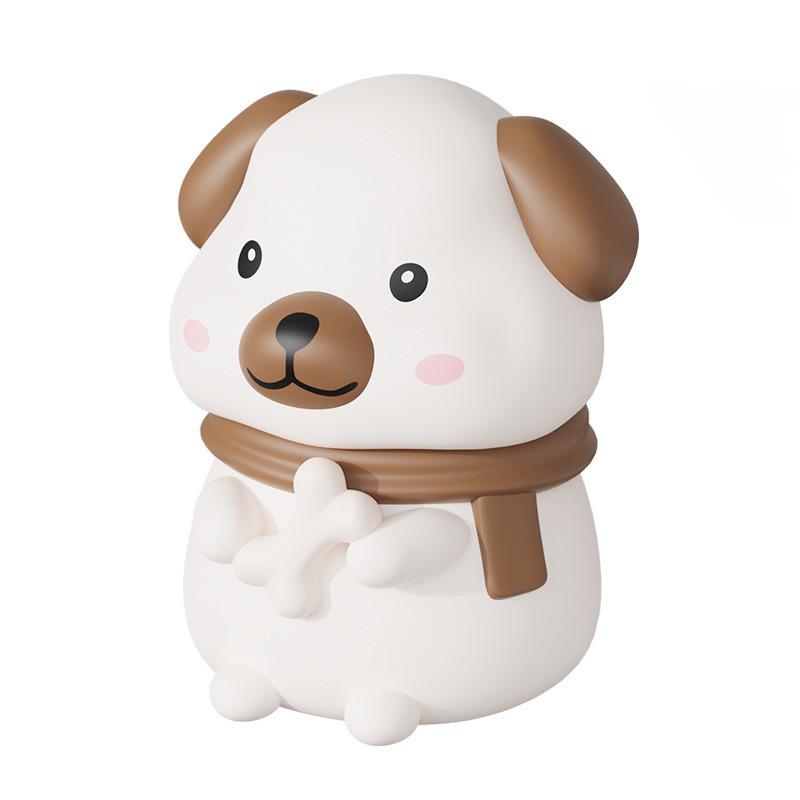 Adorable Rechargeable Silicone Puppy Night Light - Tap-Activated LED Bedside Lamp with Feeding Mode