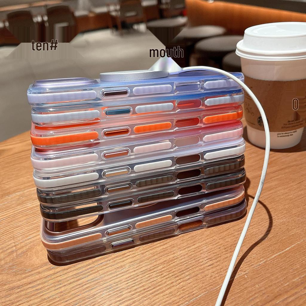 IPhone 17 Pro Max Blaulichtverlauf Magnetische Schutzhülle mit Zweifarbiger Airbag Sturzsicherer Design