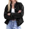 Women's Washed Vintage Loose Fit Casual Denim Shirt Jacket Button Down Long Sleeve Pocket Detail Lightweight Outerwear