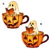 Ghost Reading Book Lamp Cute LED Ghost Reading in Pumpkin Cup Halloween Night Light for Bedroom Tabletop Decor