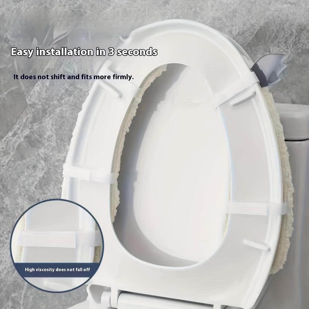 1 Pereche de Huse de Toaletă din Pluș în Formă de Oaie - Groase, Călduroase, Aseptice, Confort pentru Toate Sezoanele, Poliester Moale, Lavabile Manual cu Spate Adeziv