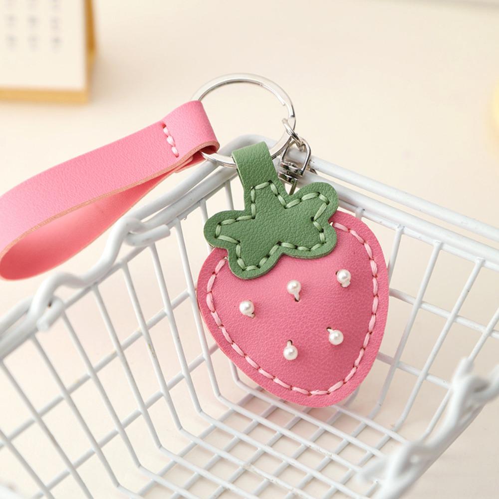 Cute Fruit Pendant Strawberry Bag Pendant Portable Leather Keychain  Gift