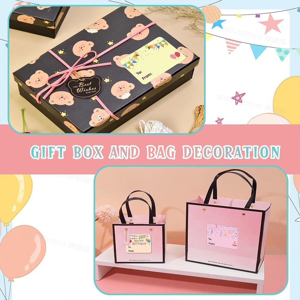 Happy Birthday Gift Tags Colorful Name Tags Stickers Party Favors Packages Seals Christmas Gift Box Bag Packaging Labels