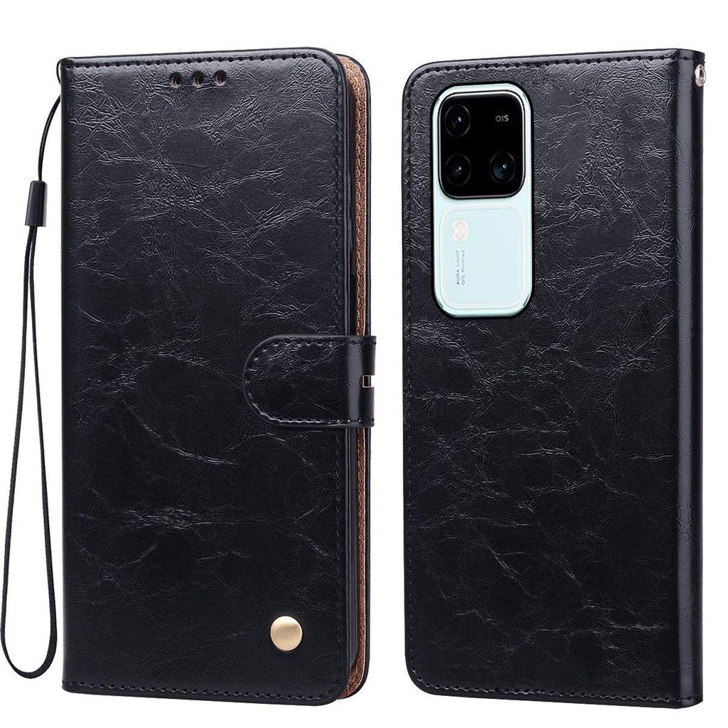 Vintage Crazy Horse Texture PU Leather Flip Wallet Phone Case for Vivo V30 Pro,V30 Card Holder Kickstand Shockproof Protective Cover