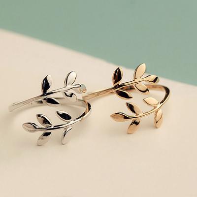 Fashion Gold Silver Branches Leaves Ladies Open Wedding Ring Adjustable Knuckle Jewelry
