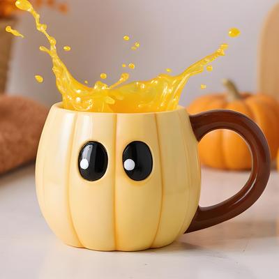 Halloween Kürbis Tasse Lustige Keramik Kürbis Kaffeetasse 500ml Teufel Kürbis Retro Henkeltassen Milch Kaffeetassen Halloween Deko