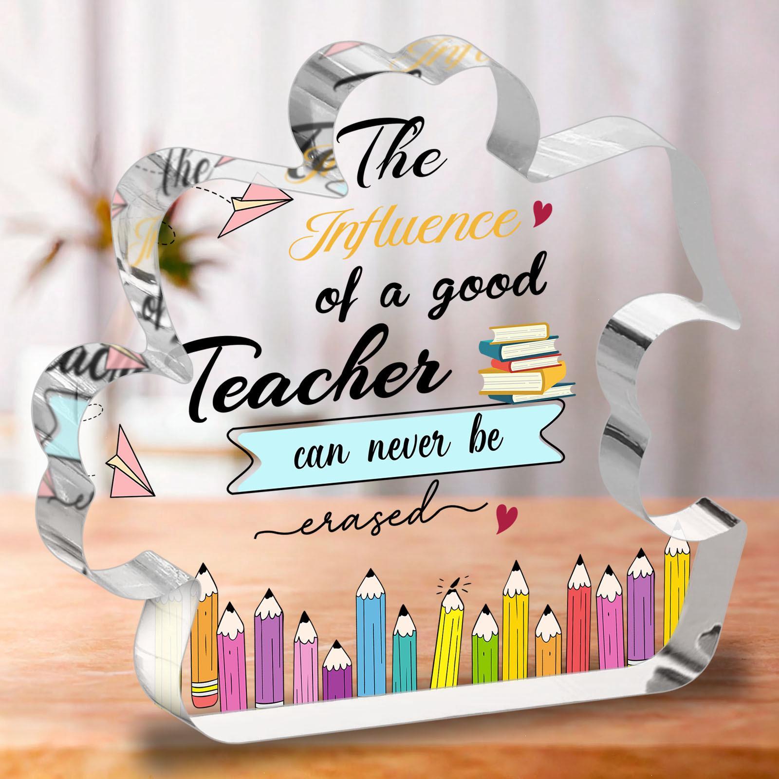 1pc Puzzle Acrylic Ornament with Pencil Design - The Influence of A Good Teacher Can Never Be Erased - Graduation Season Gift for Teachers 11*11.5cm