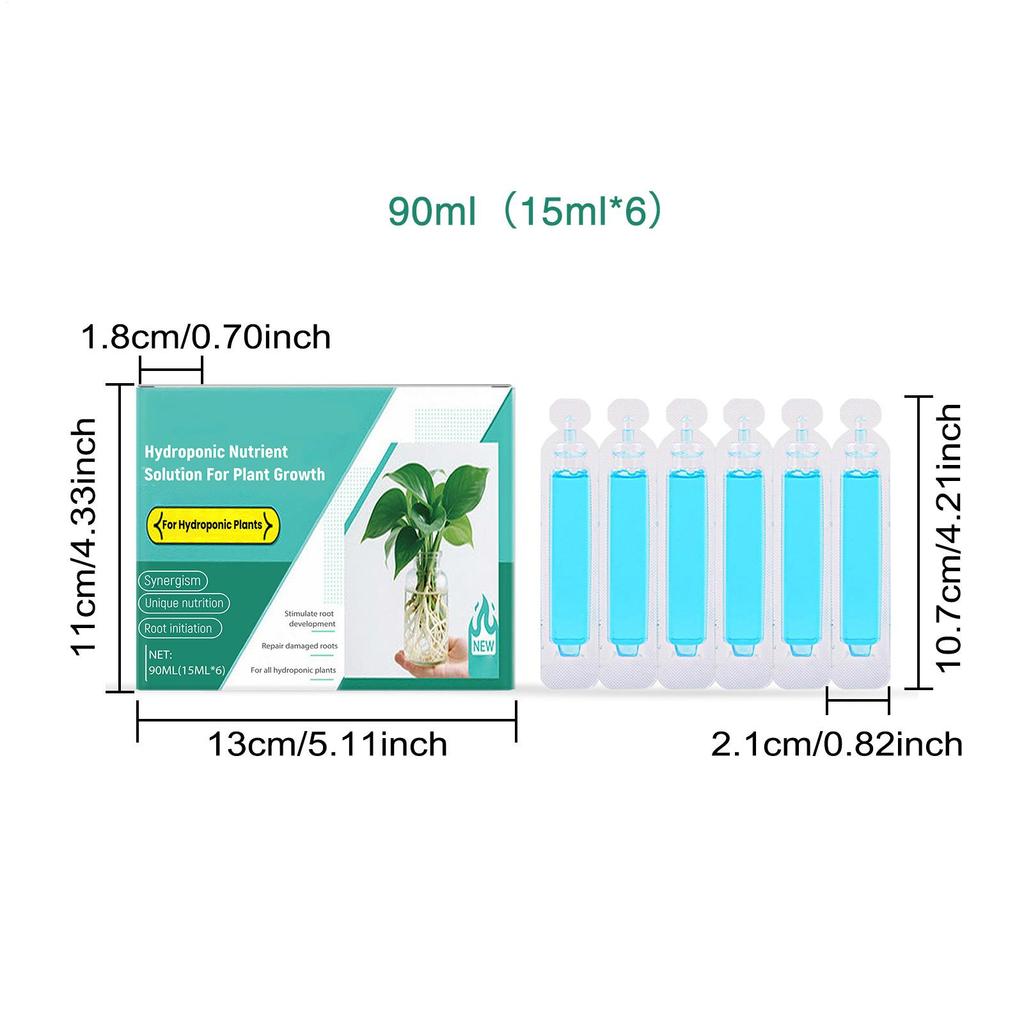 6*15ml Hydroponic Plant Nutrient Solution For Rich Bamboo Green Dill Copper Money Grass Growth Nutrient Solution