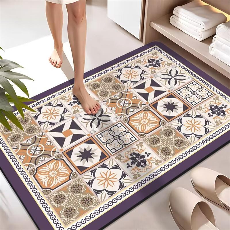 Diatomaceous Earth Bath Mat Super Absorbent Large Bathroom Floor Mats Non Slip Stain Resistant Kitchen Living Room Easy To Clean