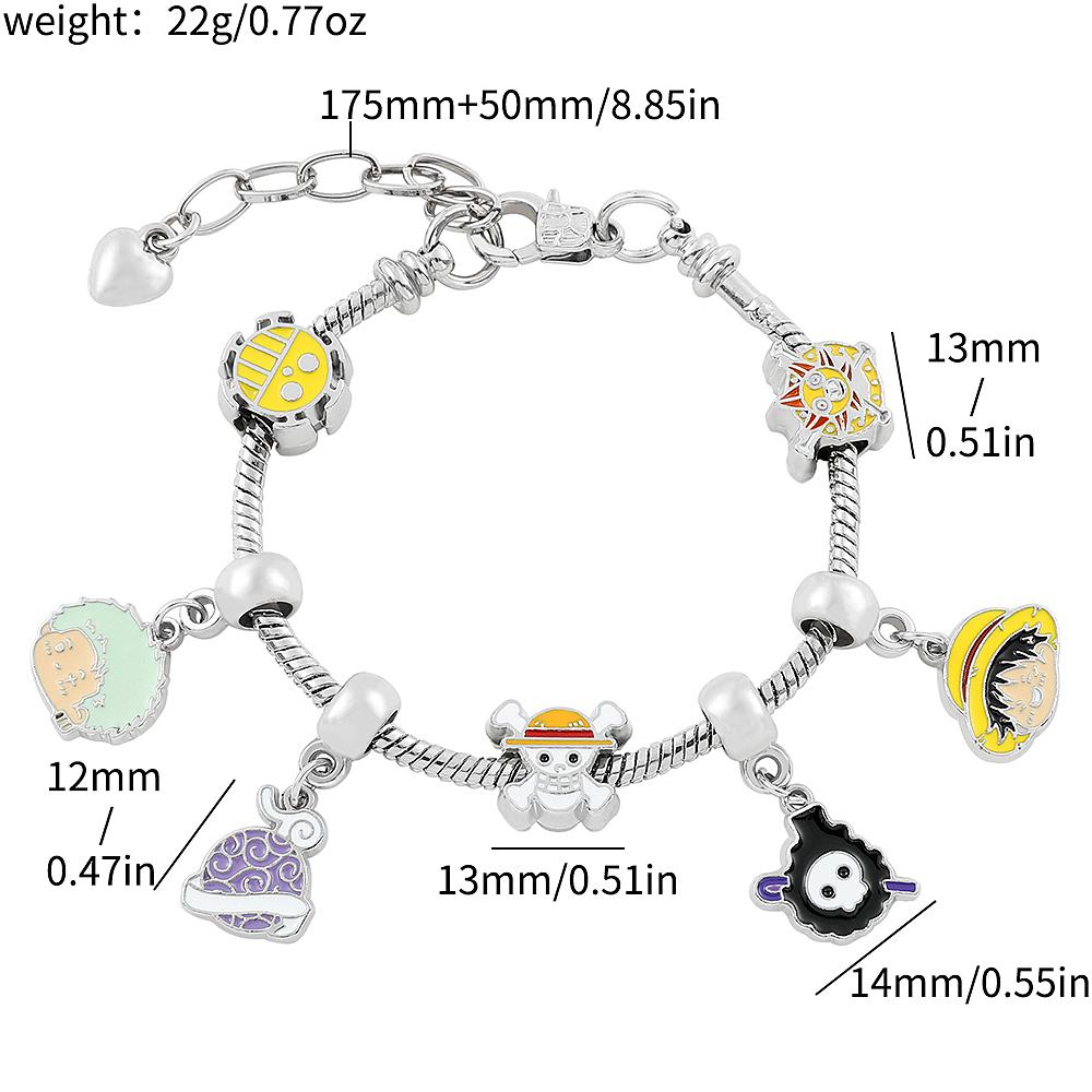 Anime-Style Pirate Bead Bracelet for Women, DIY Nautical Charm Jewelry Set with Adjustable Chain, Party Cosplay Gift Accessories