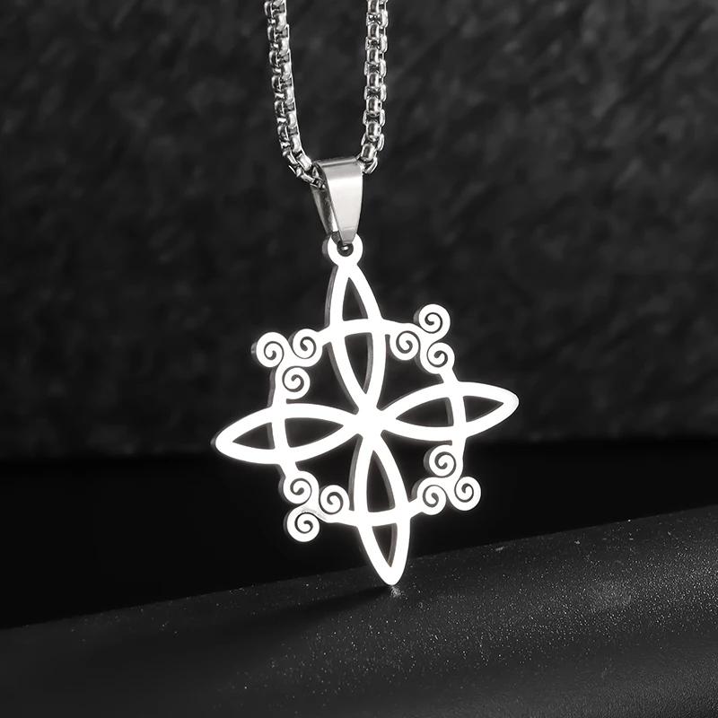 Nordic Rune Celtic Knot Necklace Men Stainless Steel Pendant Valknut Pagan Men Scandinavian Jewelry Punk Gift