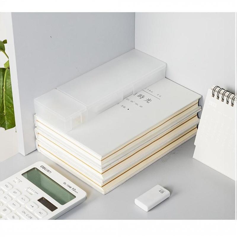 Matte Transparent Pencil Case Frosted Plastic Pen Storage Box For School Office Stationery Organization Supplies