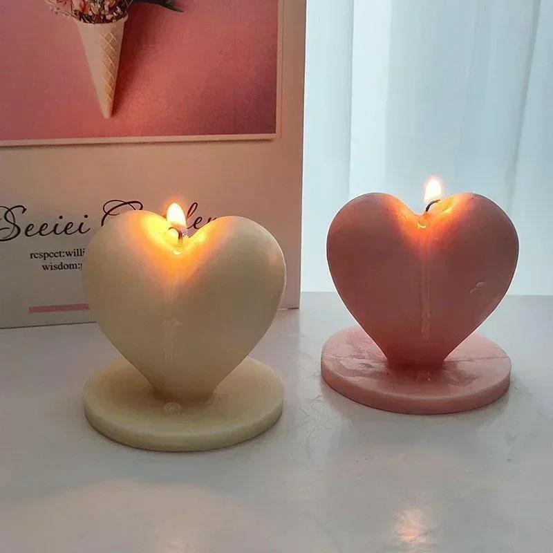 3D Love Candle Silicone Mold Creative DIY Handmade Heart Shaped Soap Plaster Candle Making Mold Valentines Day Gift Accessories