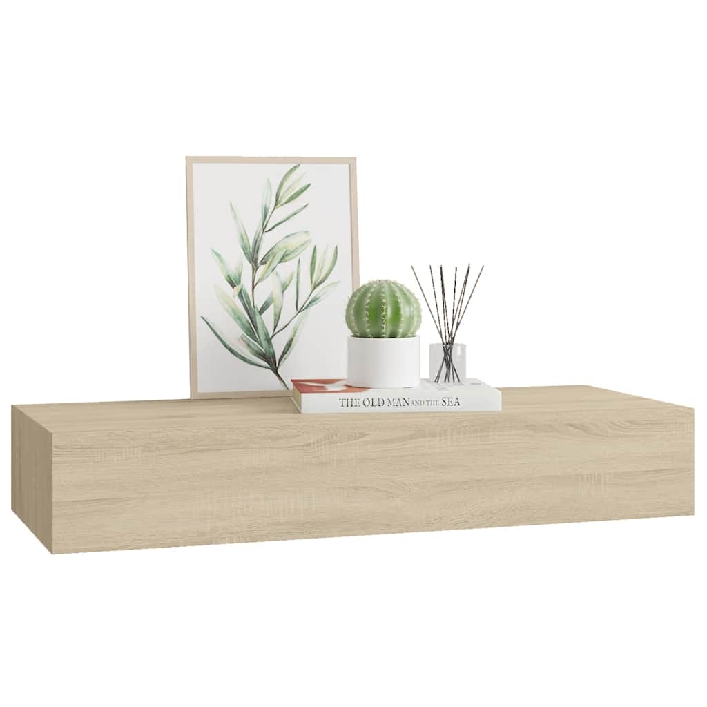 Vidaxl Półka Ścienna Z Szufladą, Kolor Dębu, 60 X 23,5 X 10 Cm, Mdf