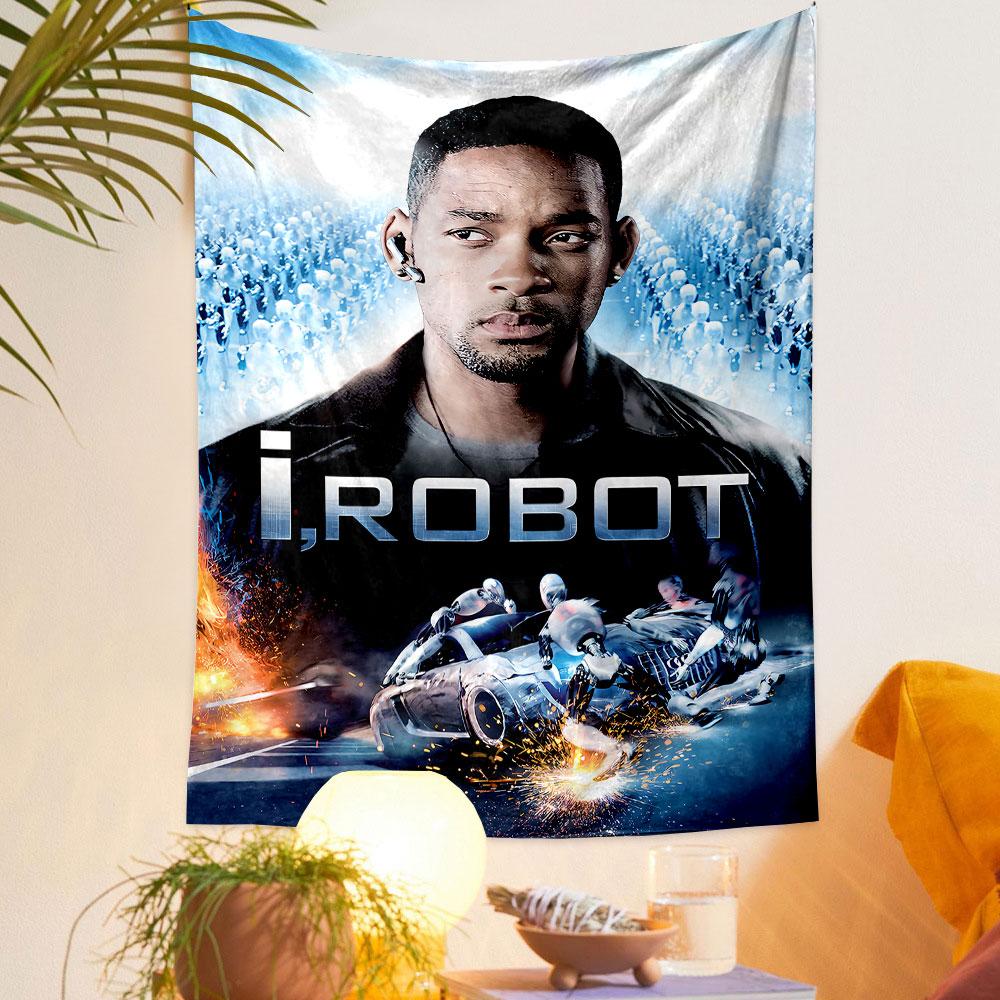 I Robot Tapestry Wall Hanging, Will Smith Sci-Fi Movie Poster, Futuristic Wall Decor for Bedroom Living Room Dorm