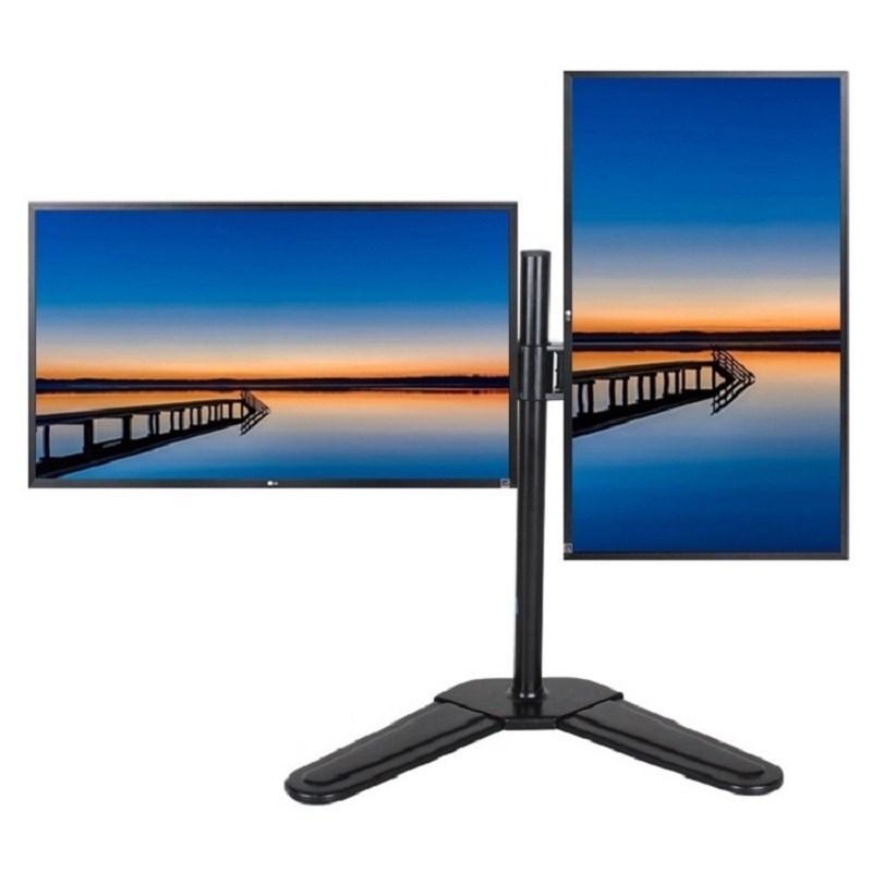 HILLPORT 10-32 Inch Dual Screen Monitor Arm Stand with Tilt & Rotate Function, Desktop Base PC Monitor Mount, Support VESA DZ18