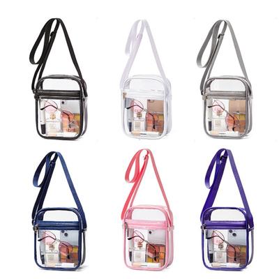Women Clear Shoulder Bag Stadium Approved PVC Concert Transparent Purse Simple Crossbody Bag With Front Pocket Casual Handbag
