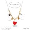 K Gold Plated Stainless Steel Leaf Red Heart Multi Pendant Necklace For Women