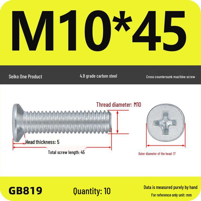 GB819 Zinc-Plated Carbon Steel Phillips Countersunk Screws: M2-M10