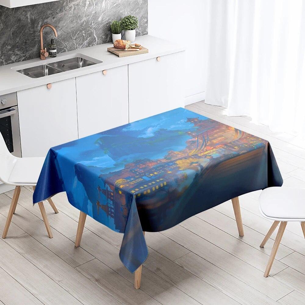 Floral Tablecloth Home Decor Stain Resistant Waterproof Table Decoration Rectangular Kitchen Fireplace Tops