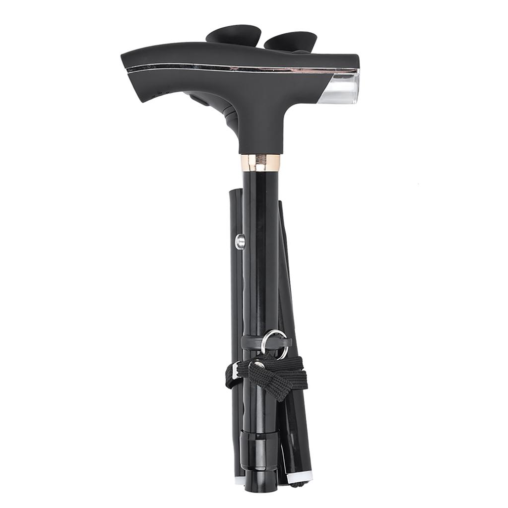 Thicken Aluminum Alloy Outdoor Adjustable Folding Cane Elderly Walking Sticks Gift with Light