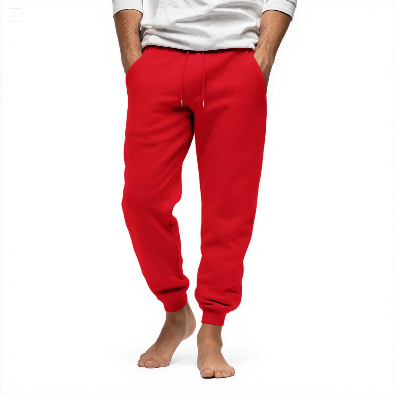 

Мужские свободные повседневные спортивные штаны с эластичной талией и кулиской XL красный