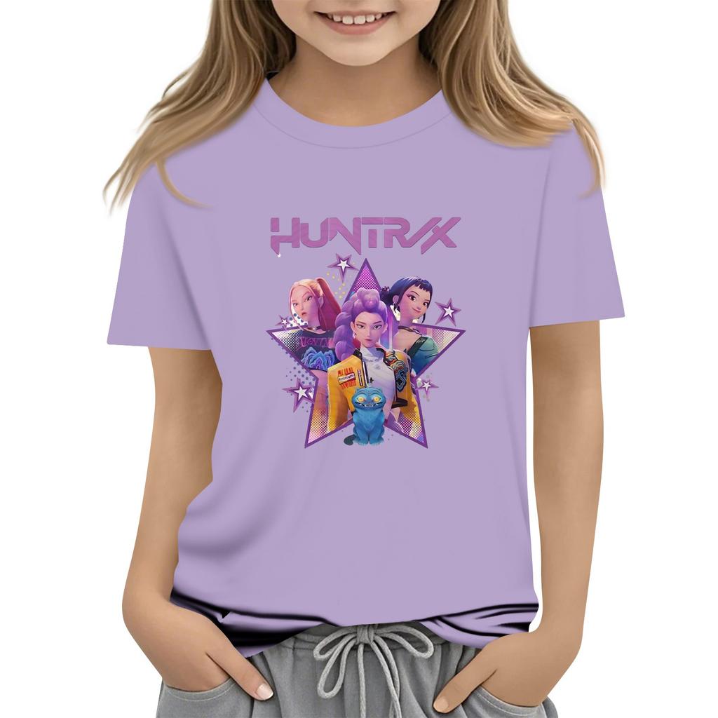 Boys Girls Round Neck Casual Printed Short-sleeved T-shirt Top
