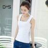 Women Tank Tops Suspender Style Square Collar Sleeveless Vest Solid Color Slim Fit Camisole Summer Bottoming Tops