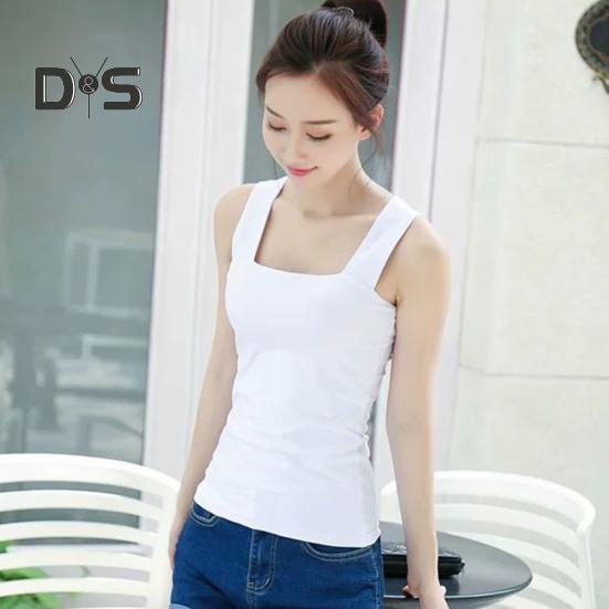 Women Tank Tops Suspender Style Square Collar Sleeveless Vest Solid Color Slim Fit Camisole Summer Bottoming Tops