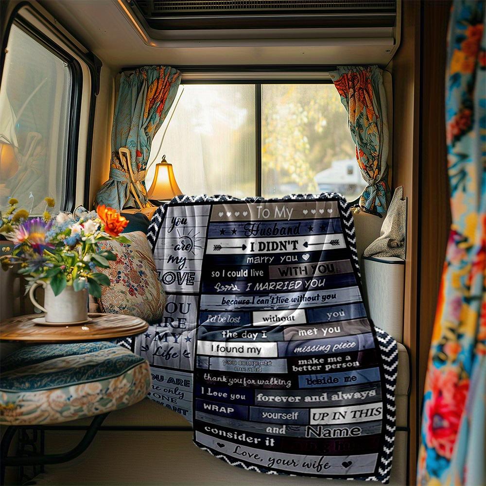 Husband Love Life Missing Piece Blanket Personalized Name Soft Comfortable Stylish Blanket Car Blanket Perfect For Travel Camping Outdoor Home
