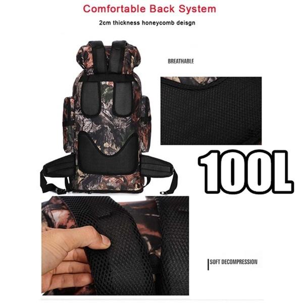 100L Multi-Color Large Capacity Travel Rucksack Outdoor Climbing Bag Waterproof Molle Camo Tactical Backpack Military Army Hiking Camping Backpack