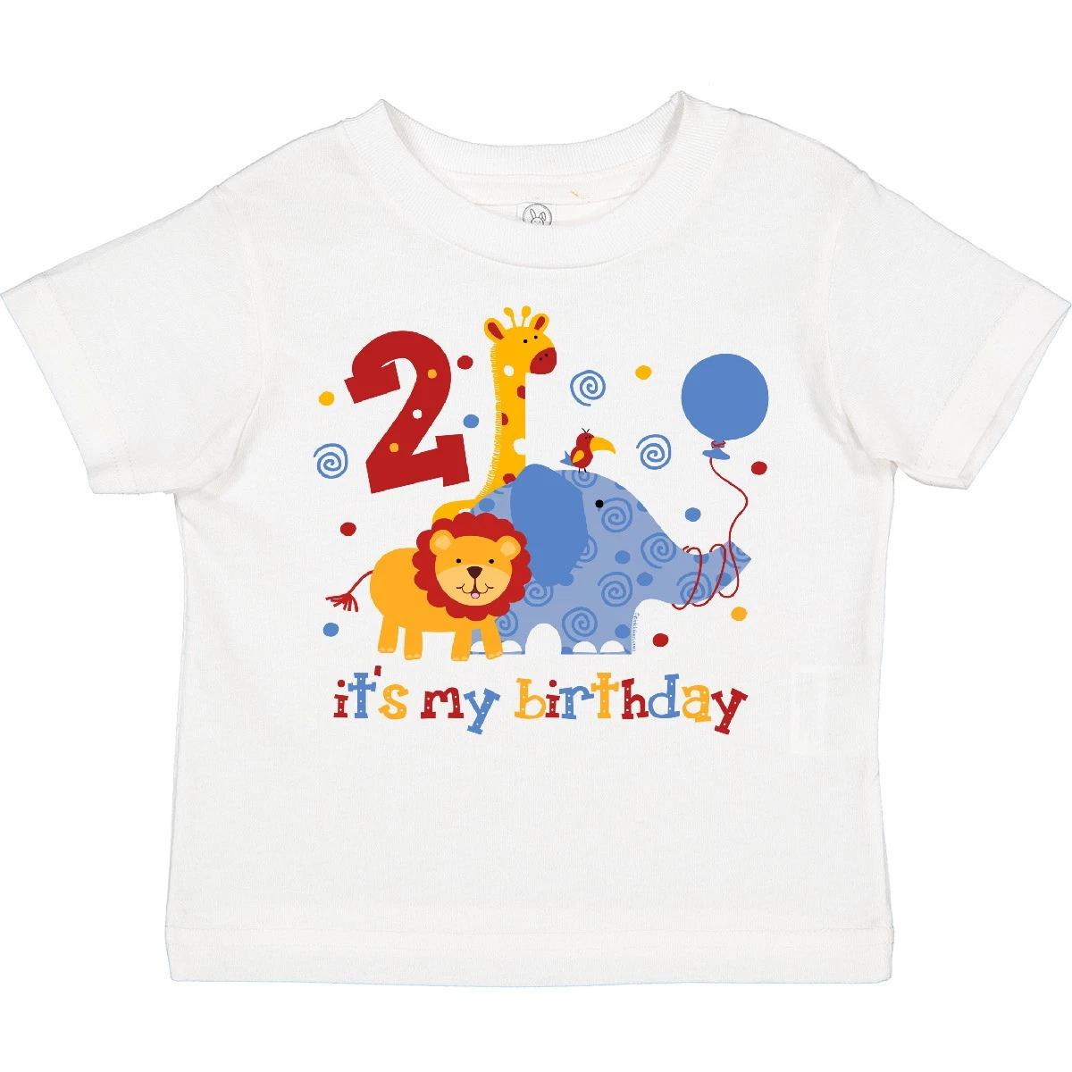 Inktastic Safari 2nd Birthday Toddler kids boys T-Shirt Jungle Lion Elephant Giraffe Wild 140