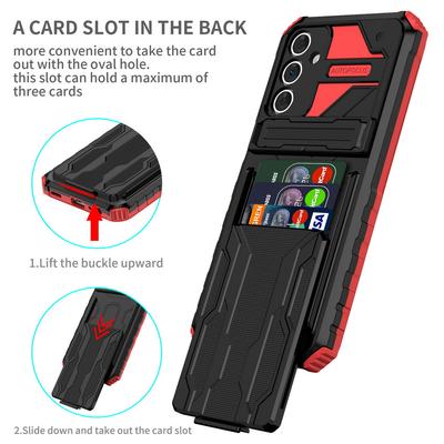 Credit Card Slot Bracket Case for Galaxy A55 A35 A15 A05 A54 A34 A14 A04 A23 A33 A13 A53 A73 A52 A72 Armor Hybrid Ring Cover