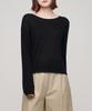 MUSINSA STANDARD WOMAN Women'S Linen Blend Boat Neck Sheer Knit [Black]