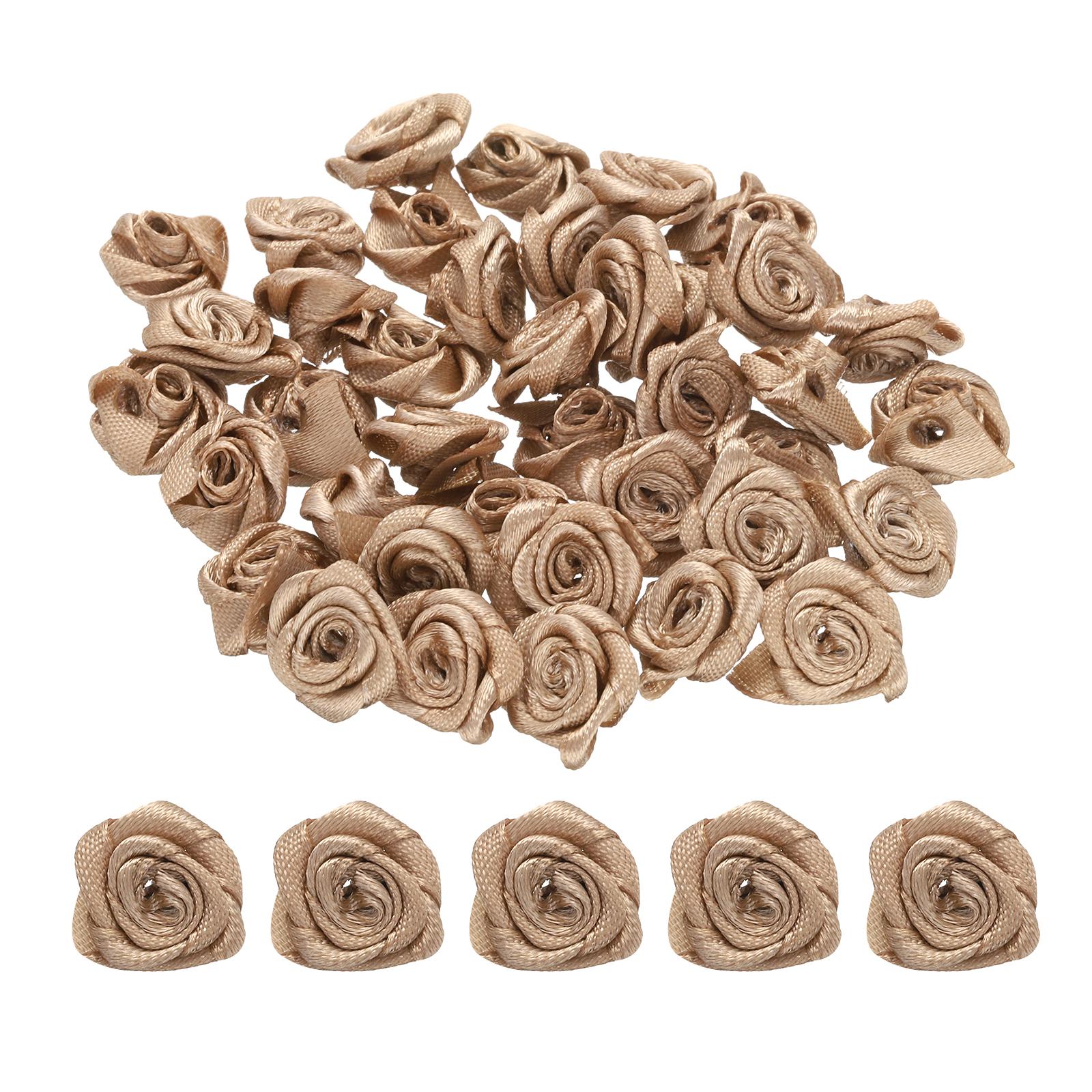 

100Pcs 1.5cm Mini Satin Ribbon Roses Handmade Rolled Rosette Flower for DIY Crafting Accessories Sewing Wrapping Decoration 100pcs