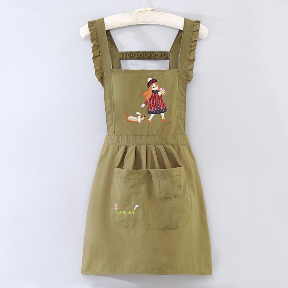Cartoon Kitchen Apron Princess Style Anti-fouling Cooking Baking Bibs Cross Back Waterproof Restaurant Uniform for Women
