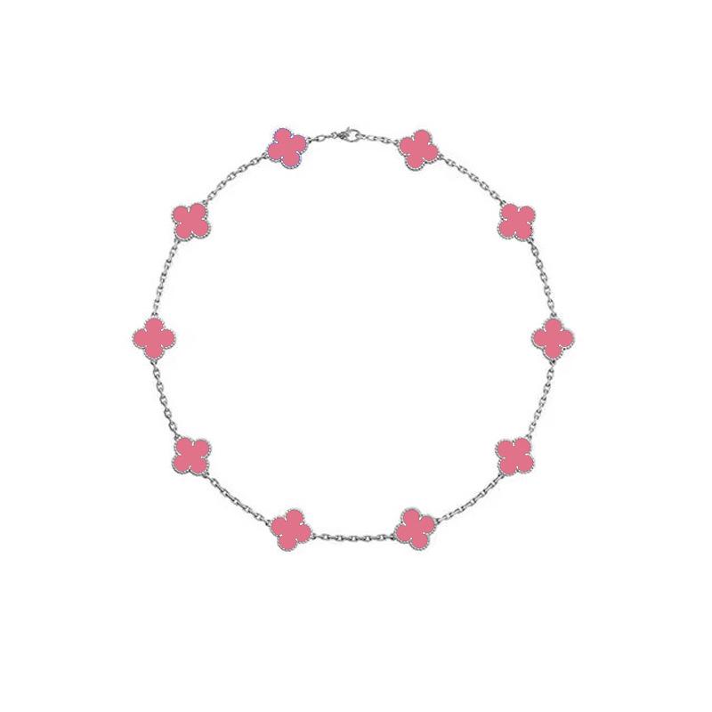 Four-Leaf Clover & Ten-Flower Necklace - Double-Sided 18K Gold Plated with Mother-of-Pearl, Cross-Border Popular OL Style