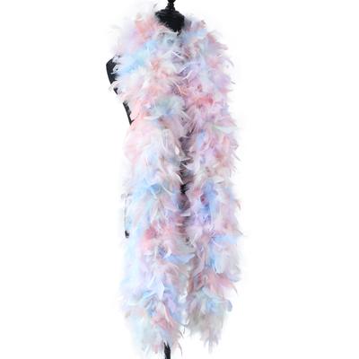 130G  Rainbow Turkey Feathers Boa 2Yard Marabou Plumes Shawl For DIY Carnival Party Dress Scarf Feather Decoration Crafts Plumes