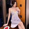 Internet Celebrity Women's Summer Ice Silk Pajamas Sexy with Chest Pads Suspenders Shorts Loungewear Printed Lace Suit