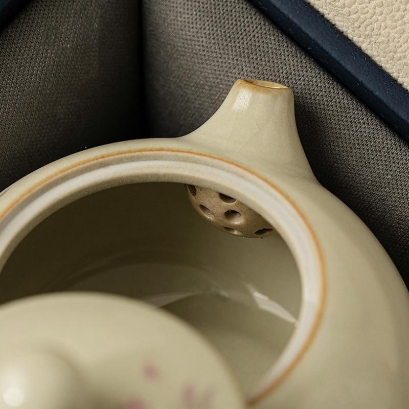 Ceramic Open Teapot Peach Blossom Ceramic Kettle Yellow Teapot Tea Ceremony Set Milk Oolong Tea Teaware Type