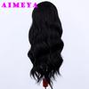 AIMEYA Synthetic Black Lace Front Wig for Women Natural Wave Free Part Natural Hairline Heat Resistant Daily Wear Cosplay Wigs
