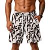 Men Floral Print Loose Fit Athletic Training Gym Beach Shorts with Pockets Elastic Waistband Drawstring Casual Sportswear