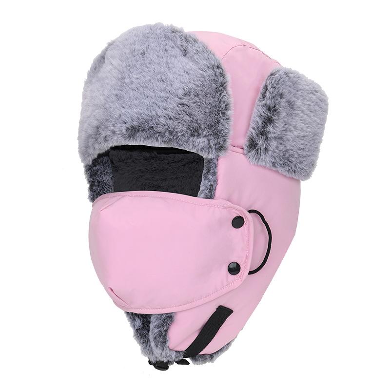 Men's and women's hats outdoor winter cycling ear protection cold protection thickened imitation rabbit fur warm ski hat